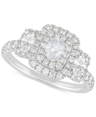 Macy's - Diamond Oval & Round Multi-Halo Engagement Ring (1-1/3 ct. t.w.) in 14k White Gold