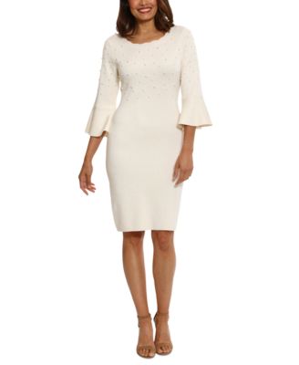 London Times - Women's Crewneck Flared-Sleeve Sheath Dress
