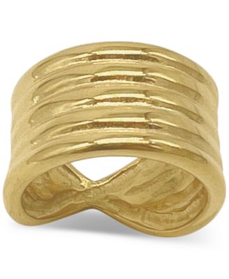 ADORNIA - 14k Gold-Plated 5-Row Tall Sculpted Band Ring