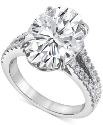 Badgley Mischka - Certified Lab Grown Diamond Oval Solitaire Plus Engagement Ring (7-1/2 ct. t.w.) in 14k White Gold