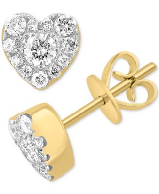 EFFY Collection - Certified Diamond Heart Cluster Stud Earrings (3/8 ct. t.w.) in 14K Gold