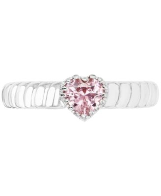 Macy's - Lab-Grown Pink Sapphire Heart Ring (1/2 ct. t.w.) in Sterling Silver
