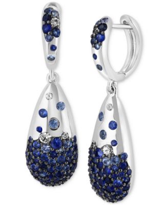 EFFY Collection - Blue Sapphire (3-1/2 ct. t.w.) & White Sapphire (1/3 ct. t.w.) Ombr&eacute; Cluster Drop Earrings in Sterling Silver