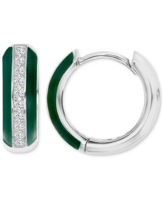 Macy's - Cubic Zirconia & Enamel Polished Small Hoop Earrings, 0.55"