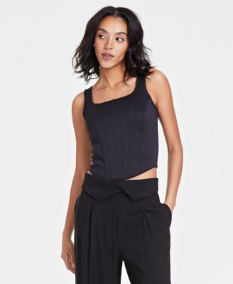 Bar III - Women's Square-Neck Sleeveless Corset Top