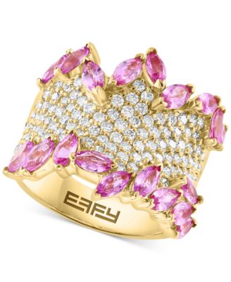 EFFY Collection - Pink Sapphire (3-1/4 ct. t.w.) & Diamond (1-3/8 ct. t.w.) Pav&eacute; Statement Ring in 14k Gold