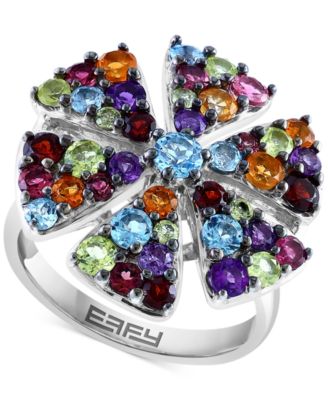 EFFY Collection - Multi-Gemstone Flower Ring (3 ct. t.w.) in Sterling Silver