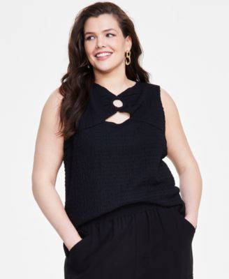 I.N.C. International Concepts - Plus Size Textured O-Ring Top