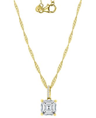 Macy's - Cubic Zirconia Cushion-Cut Solitaire Pendant Necklace, 18" + 2" extender