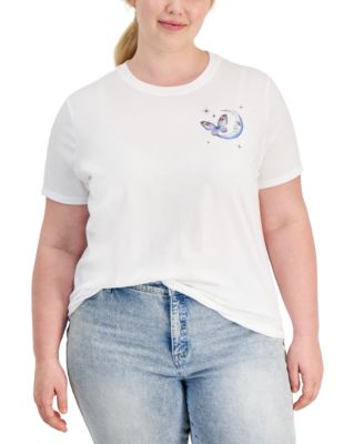 Rebellious One - Trendy Plus Size Butterfly Graphic T-Shirt