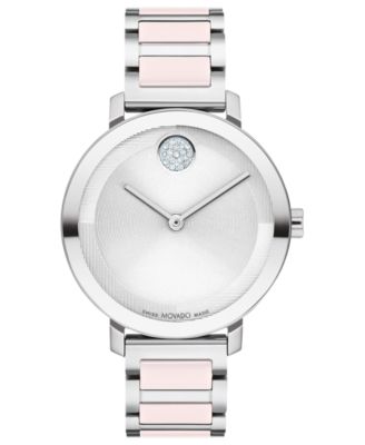 Movado - Women's Swiss Bold Evolution 2.0 Blush Ceramic & Stainless Steel Bracelet Watch 34mm