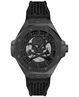 Philipp Plein - Men's Automatic Skeleton Royal Black Silicone Strap Watch 46mm