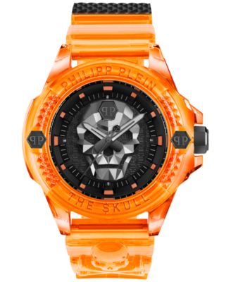 Philipp Plein - Unisex The Skull Scuba Duba Orange Silicone Strap Watch 44mm