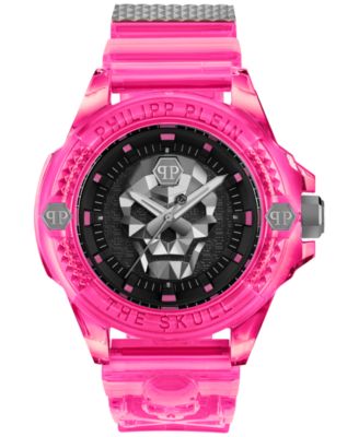 Philipp Plein - Unisex The Skull Scuba Duba Pink Silicone Strap Watch 44mm