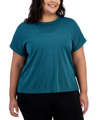 ID Ideology - Plus Size Birdseye-Mesh Dolman-Sleeve Top