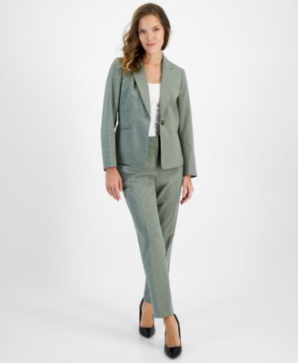 Le Suit - Pinstripe One-Button Jacket & Slim-Fit Pantsuit, Petite & Regular