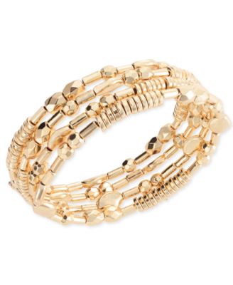 Style & Co - Silver-Tone Beaded Multi-Row Coil Bracelet