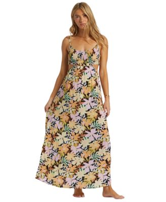 Billabong - Juniors' True Desire Floral-Print Cutout Maxi Dress