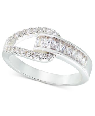 Charter Club - Silver-Tone Pav&eacute; & Baguette Cubic Zirconia Ring
