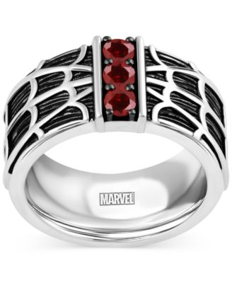 Wonder Fine Jewelry - Men's Garnet Spiderman Web Ring (3/4 ct. t.w.) in Sterling Silver
