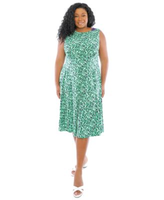 London Times - Plus Size Sleeveless Fit & Flare Midi Dress