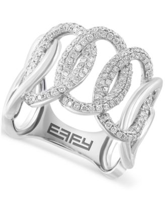 EFFY Collection - Diamond Intertwined Circle Statement Ring (1-1/20 ct. t.w.) in 14k White Gold