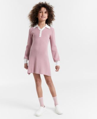 Rare Editions - Big Girls Collard Fit & Flare Sweater Dress