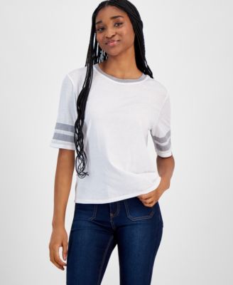 Hippie Rose - Juniors' Crewneck Short-Sleeve Varsity Top