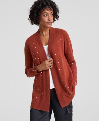 Charter Club - Women's Embellished Long-Sleeve Cashmere Duster
