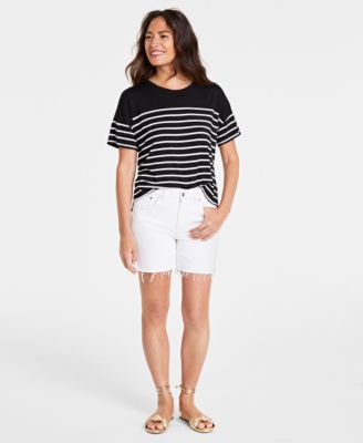 On 34th - Women's Boat-Neck Dropped-Shoulder Knit Top