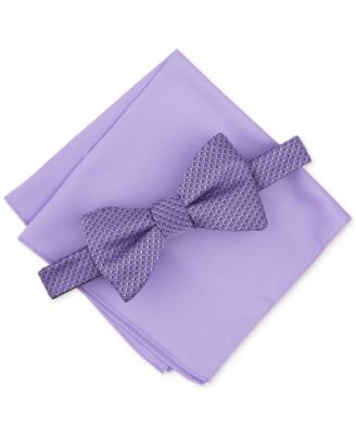 Alfani - Men's Galway Mini-Chevron Bow Tie & Solid Pocket Square Set