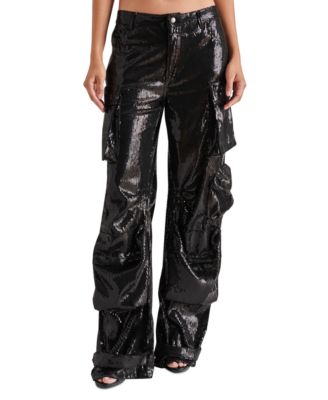 Steve Madden - Women's Duo Sequin Relaxed Cargo Pants