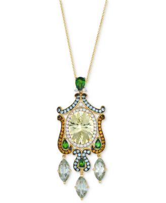 Le Vian - Multi-Gemstone Swirl Halo & Briolette 18" Pendant Necklace (15-1/2 ct. t.w.) in 14k Gold