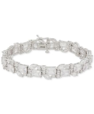 Arabella - Cubic Zirconia Mixed Cut Cluster Tennis Bracelet in Sterling Silver