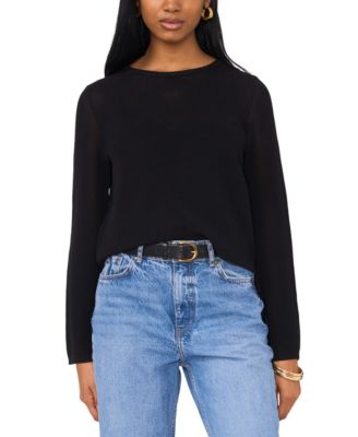 1.STATE - Women's Flare-Sleeve Mesh-Stitch Sweater