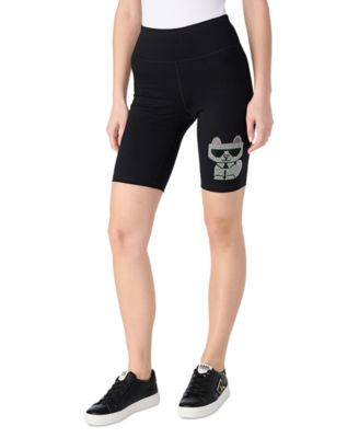 KARL LAGERFELD PARIS - Women's Embellsihed-Choupette Biker Shorts