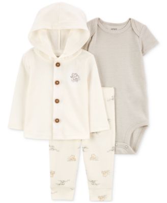 Carter's - Baby Cotton Elephant Little Jacket, Striped Bodysuit & Printed Pants, 3 Piece Set