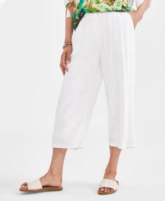JM Collection - Women's Smocked-Waist Cropped Pants
