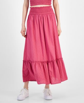And Now This - Women's Smocked-Waist Tiered Midi Skirt