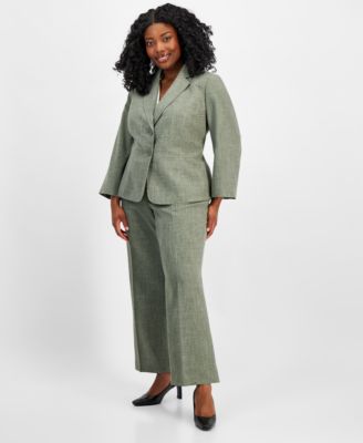 Le Suit - Plus Size Two Button Jacket & Extended-Tab Pantsuit