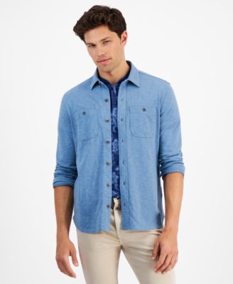 Sun + Stone - Men's Regular-Fit Button-Down Knit Shirt