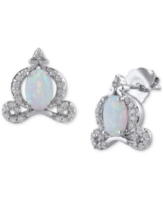 Disney Enchanted Vault - Lab-Created Opal (5/8 ct. t.w.) & Diamond (1/5 ct. t.w.) Cinderella Carriage Stud Earrings in Sterling Silver