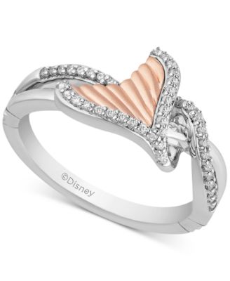 Disney Enchanted Vault - Diamond Ariel Mermaid Tail Ring (1/6 ct. t.w.) in Sterling Silver & 10k Rose Gold