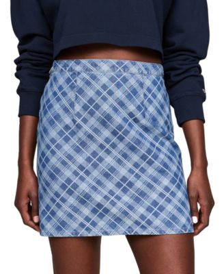 Tommy Jeans - Women's Tartan-Check Chambray Mini Skirt