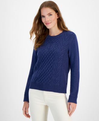 Nautica Jeans - Women's Anchor Cable Knit Crewneck Sweater