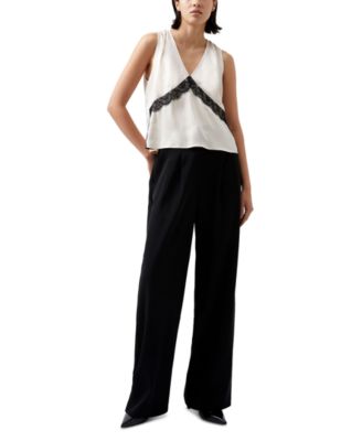 French Connection - Women's Ennis Satin Lace-Trim Top