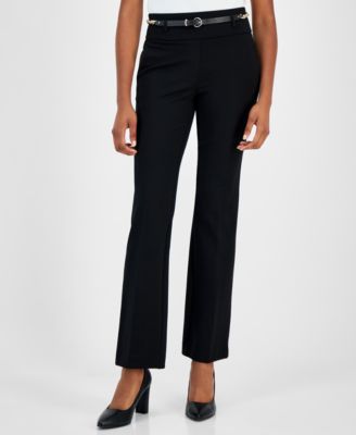 Anne Klein - Women's Belted High-Rise Pull-On Pants