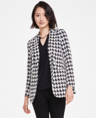 Anne Klein - Women's Houndstooth Notched Collar Blazer