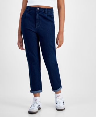 Tinseltown - Juniors' Cuffed High-Rise Trouser Jeans