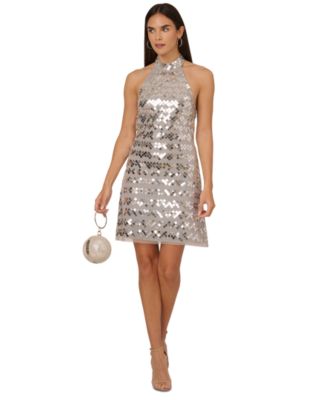 Adrianna by Adrianna Papell - Women's Beaded Halter Swing Dressx